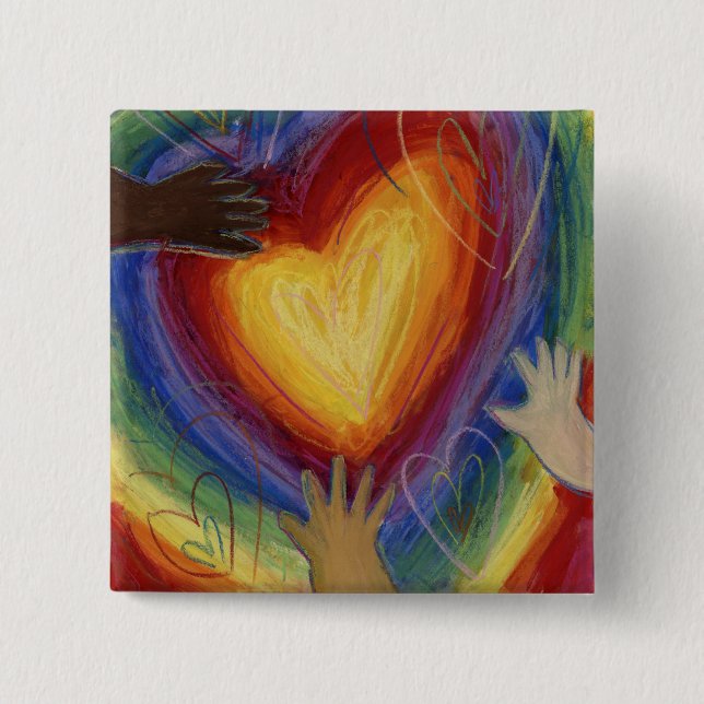Hearts & Hands Diversity Love Lapel Pin Buttons (Front)
