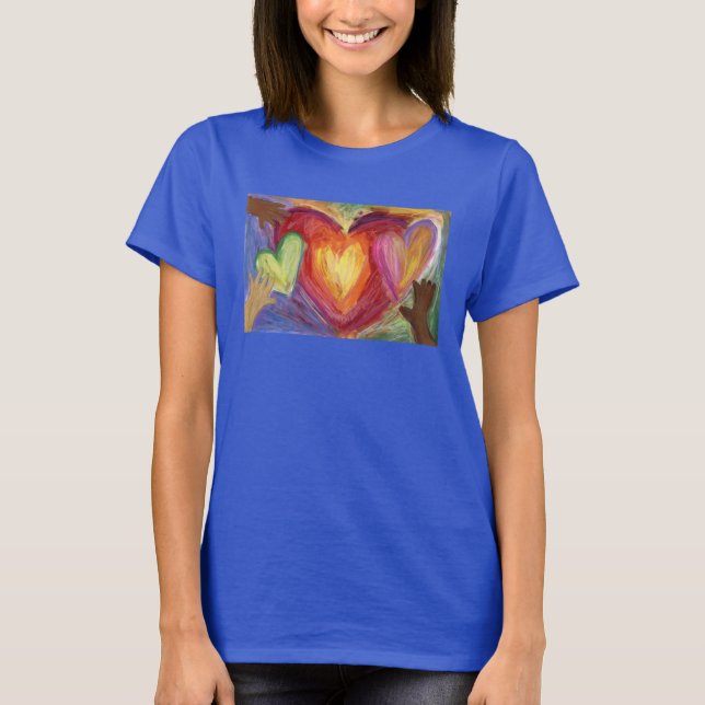 Hearts & Hands Love Diversity Art Custom T-Shirt (Front)