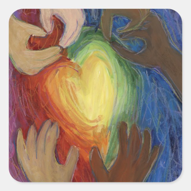 Hearts & Hands Love Diversity Art Decal Stickers (Front)
