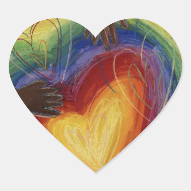 Hearts & Hands Love Diversity Art Decal Stickers (Front)