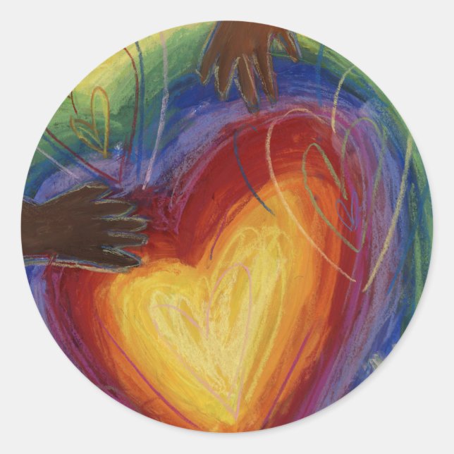Hearts & Hands Love Diversity Art Decal Stickers (Front)
