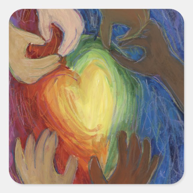 Hearts & Hands Love Diversity Art Sticker Decals (Front)