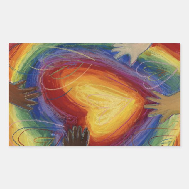 Hearts & Hands Love Diversity Art Sticker Decals (Front)
