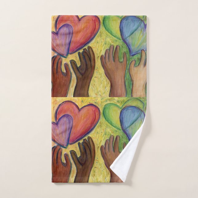Hearts & Hands Love Diversity Art Towel (Hand Towel)