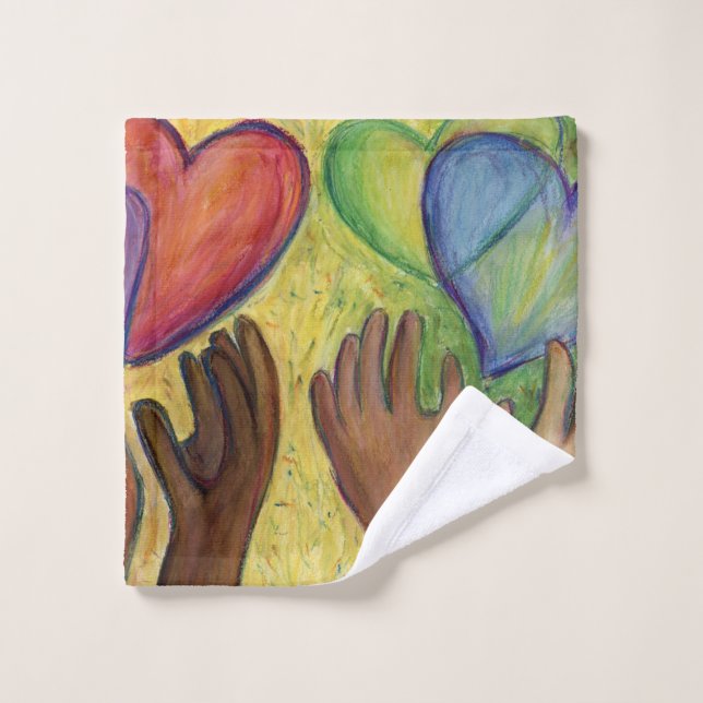 Hearts & Hands Love Diversity Art Towel (Wash Cloth)
