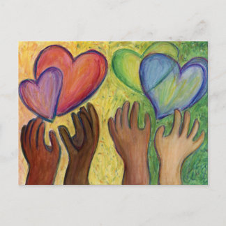 Hearts & Hands Love Diversity Custom Art Postcards