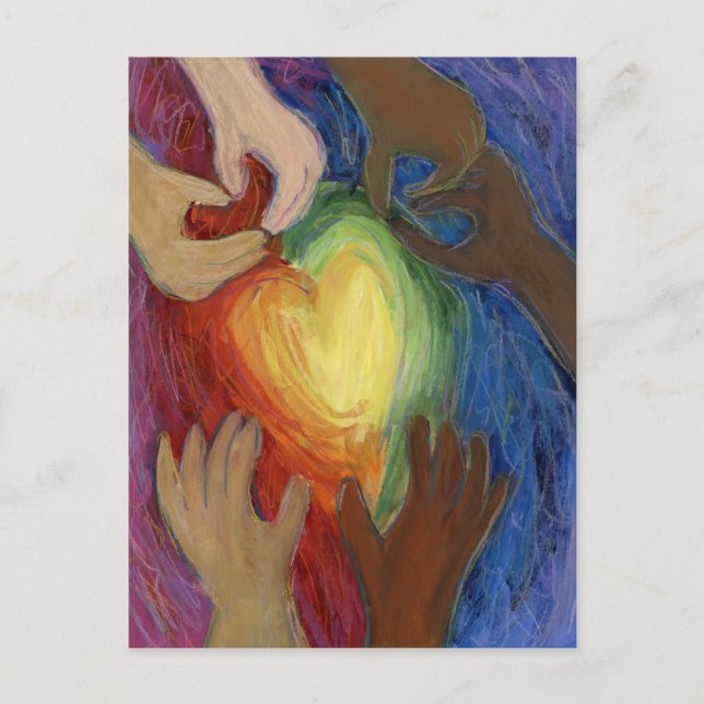 Hearts & Hands Love Diversity Custom Art Postcards (Front)