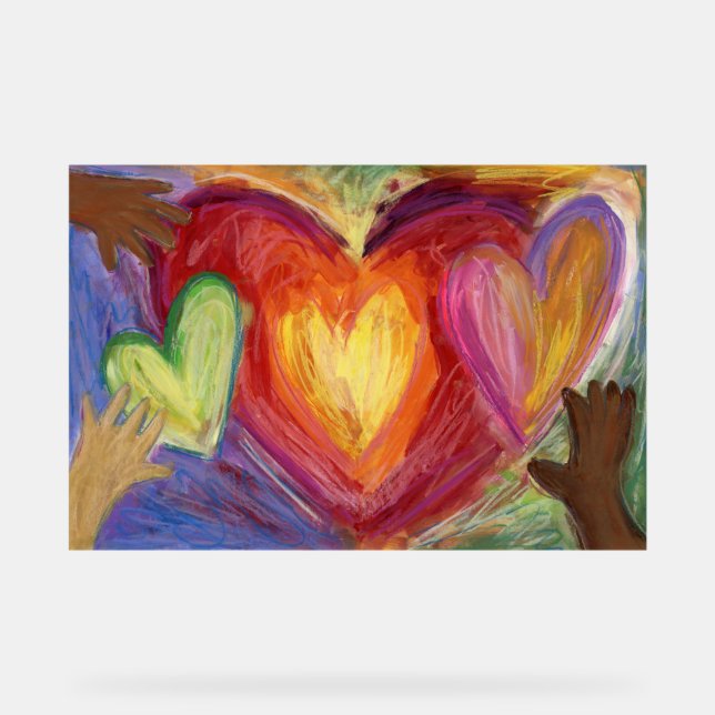 Hearts & Hands Love Painting DEI Art Print Sign (Front)