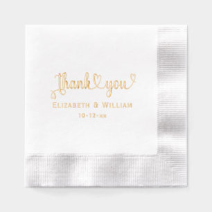 Hearts Handwriting Wedding Typography Thank You #1 Foil Napkins