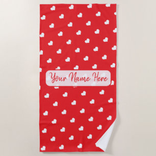 Hearts Happy Valentine’s Day Modern Love Pattern Beach Towel