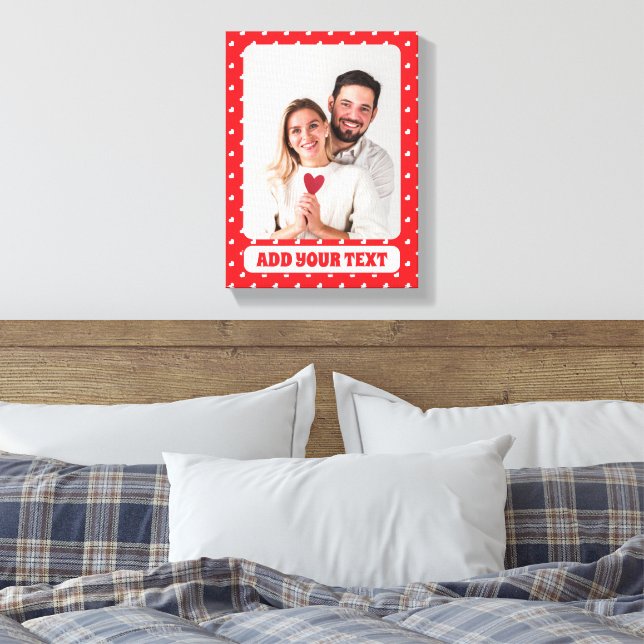 Hearts Happy Valentine’s Day Modern Love Pattern Canvas Print (Insitu(Bedroom))