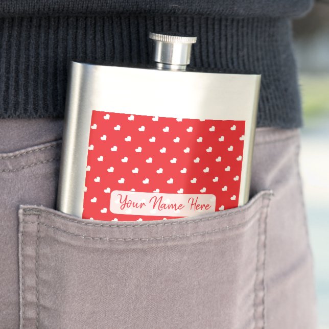 Hearts Happy Valentine’s Day Modern Love Pattern Hip Flask (In Situ)