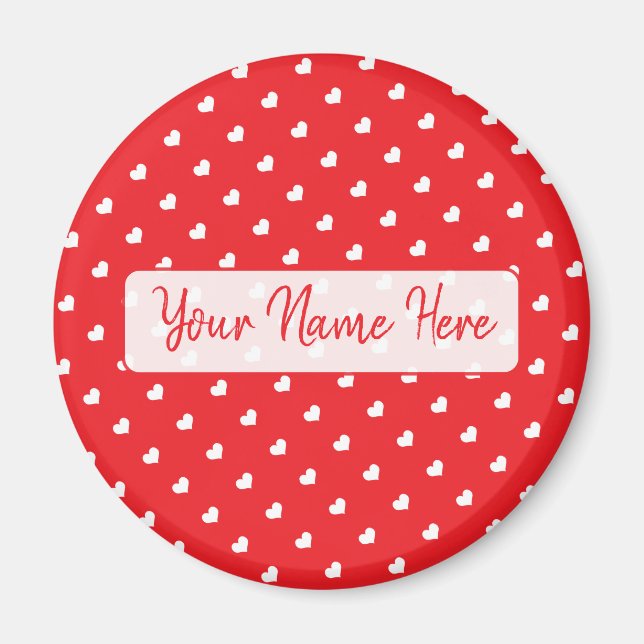 Hearts Happy Valentine’s Day Modern Love Pattern Magnet (Front)