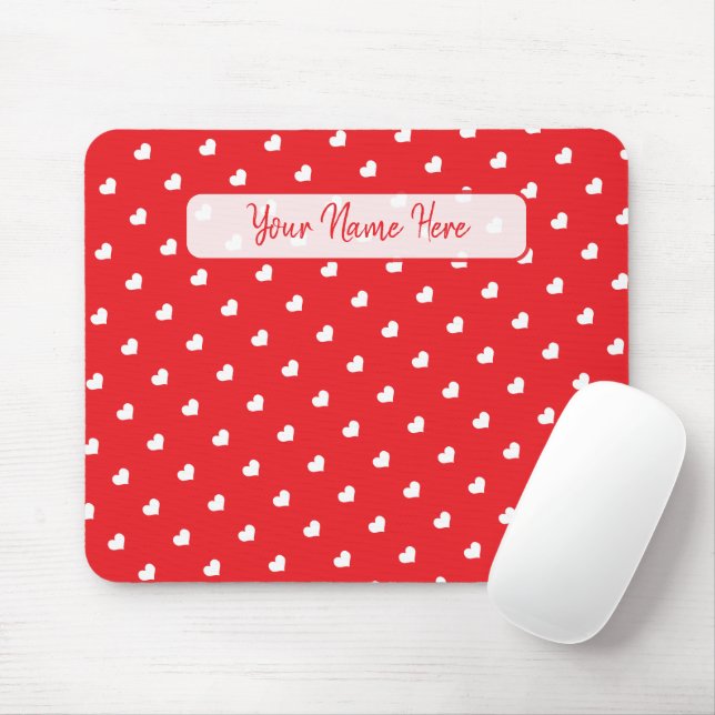 Hearts Happy Valentine’s Day Modern Love Pattern Mouse Mat (With Mouse)