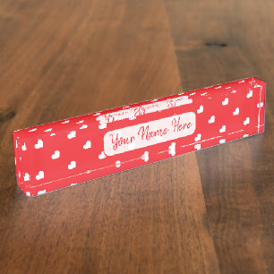 Hearts Happy Valentine’s Day Modern Love Pattern Nameplate