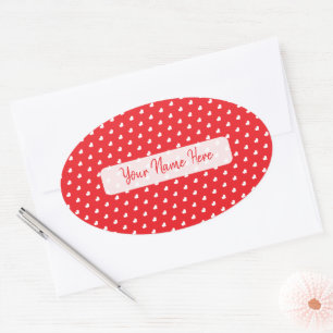Hearts Happy Valentine’s Day Modern Love Pattern Oval Sticker