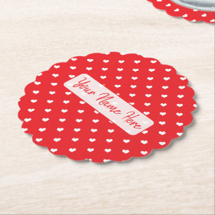 Hearts Happy Valentine’s Day Modern Love Pattern Paper Coaster