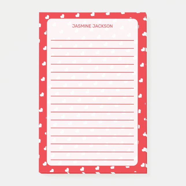 Hearts Happy Valentine’s Day Modern Love Pattern Post-it Notes (Front)