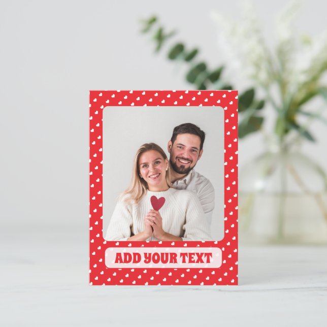 Hearts Happy Valentine’s Day Modern Love Pattern Postcard (Standing Front)
