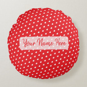 Hearts Happy Valentine’s Day Modern Love Pattern Round Cushion