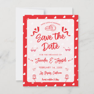 Hearts Happy Valentine’s Day Modern Love Pattern Save The Date
