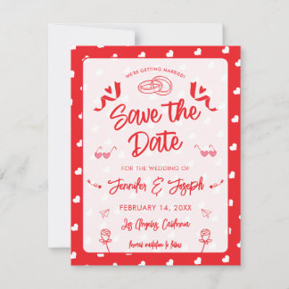 Hearts Happy Valentine’s Day Modern Love Pattern Save The Date