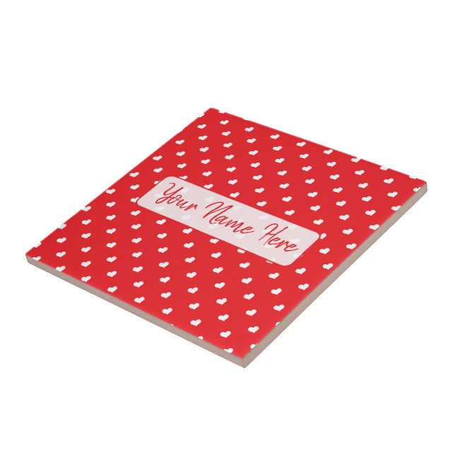 Hearts Happy Valentine’s Day Modern Love Pattern Tile (Side)