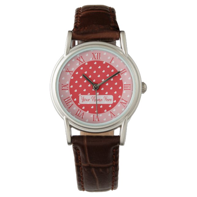 Hearts Happy Valentine’s Day Modern Love Pattern Watch (Front)