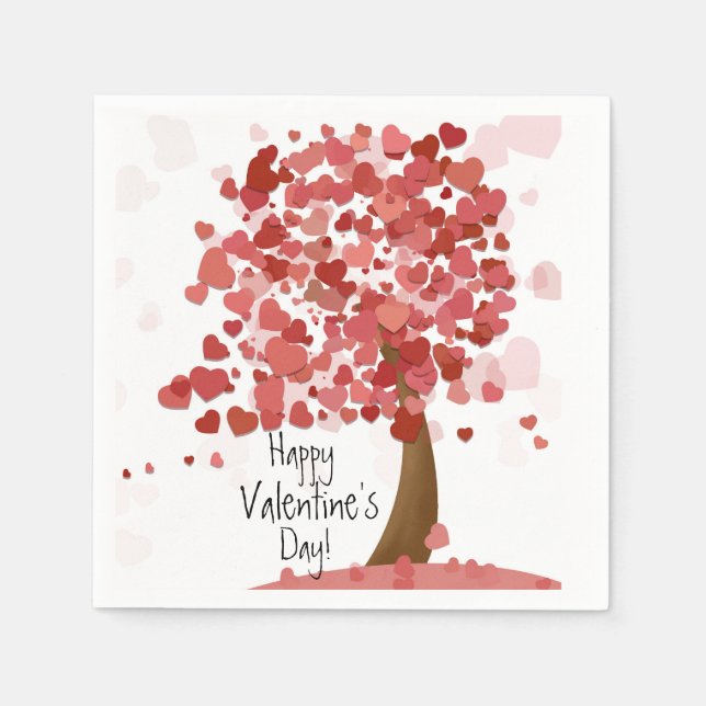 Hearts Happy Valentine's Day Party Napkins (Front)