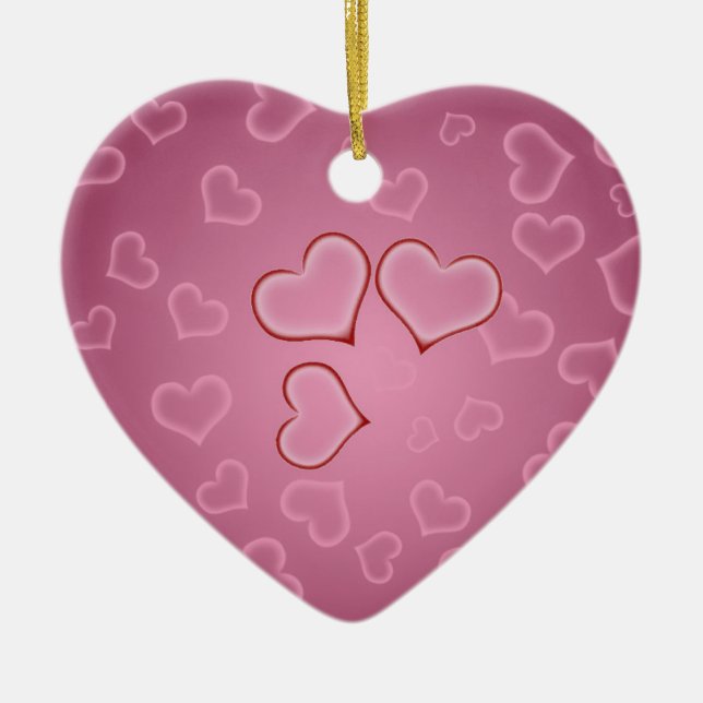 Hearts Heart Ornment Ceramic Tree Decoration (Front)