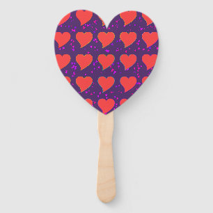 Hearts Heart Shape On Blue Hand Fan