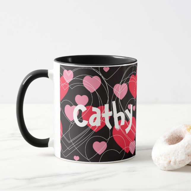 Hearts, hearts, hearts mug (With Donut)