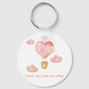 Hearts Hot Air Balloon Valentine Personalised  Key Ring
