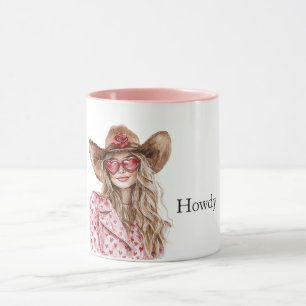Hearts Howdy Blonde Cowgirl Mug