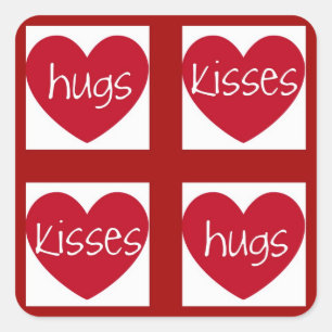 Hearts, Hugs and Kisses Square Sticker