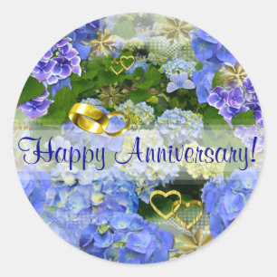 HEARTS & HYDRANGEAS ~ Envelope Sealers/Stickers Classic Round Sticker