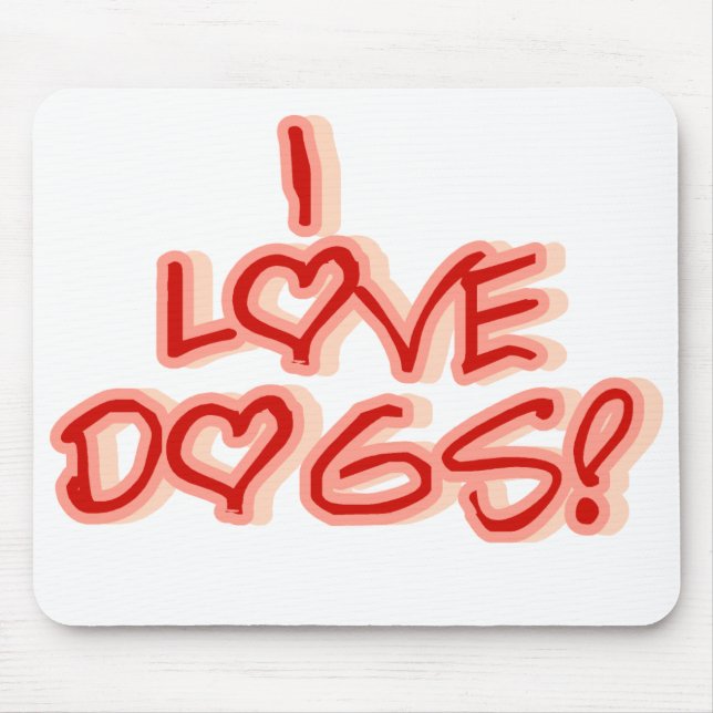 Hearts I Love Dogs Mouse Mat (Front)
