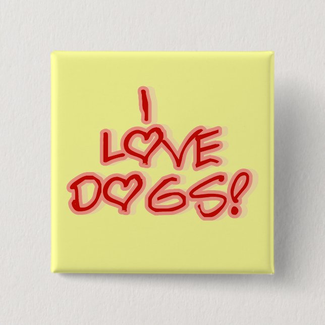 Hearts I Love Dogs Tshirts and Gifts 15 Cm Square Badge (Front)