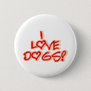 Hearts I Love Dogs Tshirts and Gifts 6 Cm Round Badge