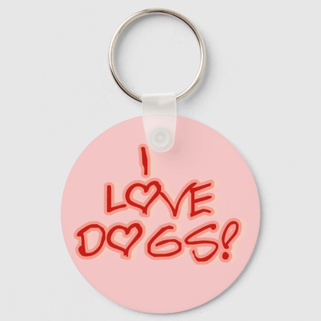 Hearts I Love Dogs Tshirts and Gifts Key Ring (Front)