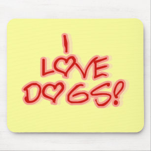 Hearts I Love Dogs Tshirts and Gifts Mouse Mat
