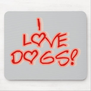 Hearts I Love Dogs Tshirts and Gifts Mouse Mat