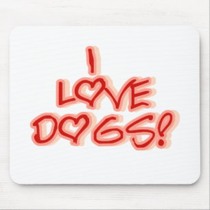 Hearts I Love Dogs Tshirts and Gifts Mouse Mat