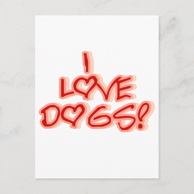 Hearts I Love Dogs Tshirts and Gifts Postcard (Front)