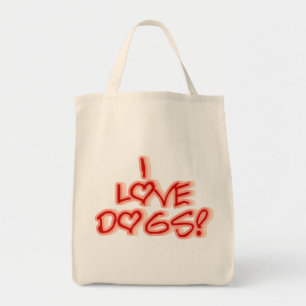 Hearts I Love Dogs Tshirts and Gifts Tote Bag