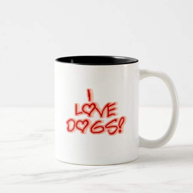 Hearts I Love Dogs Tshirts and Gifts Two-Tone Coffee Mug (Right)