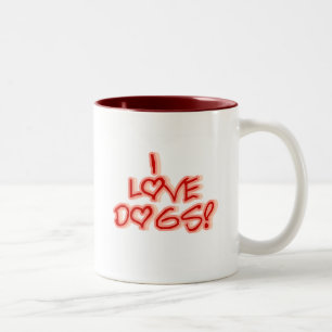 Hearts I Love Dogs Tshirts and Gifts Two-Tone Coffee Mug