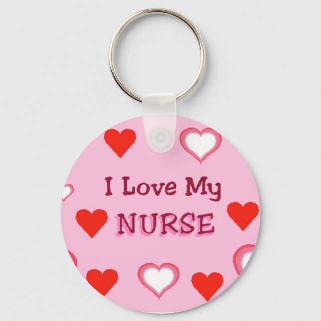 Hearts: I Love My Nurse Key Ring (Front)