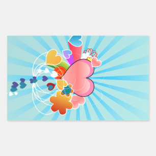 Hearts illustration rectangular sticker