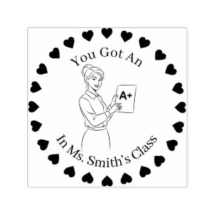 Hearts in a Circle, Female Teachers A+ Self-inking Stamp
